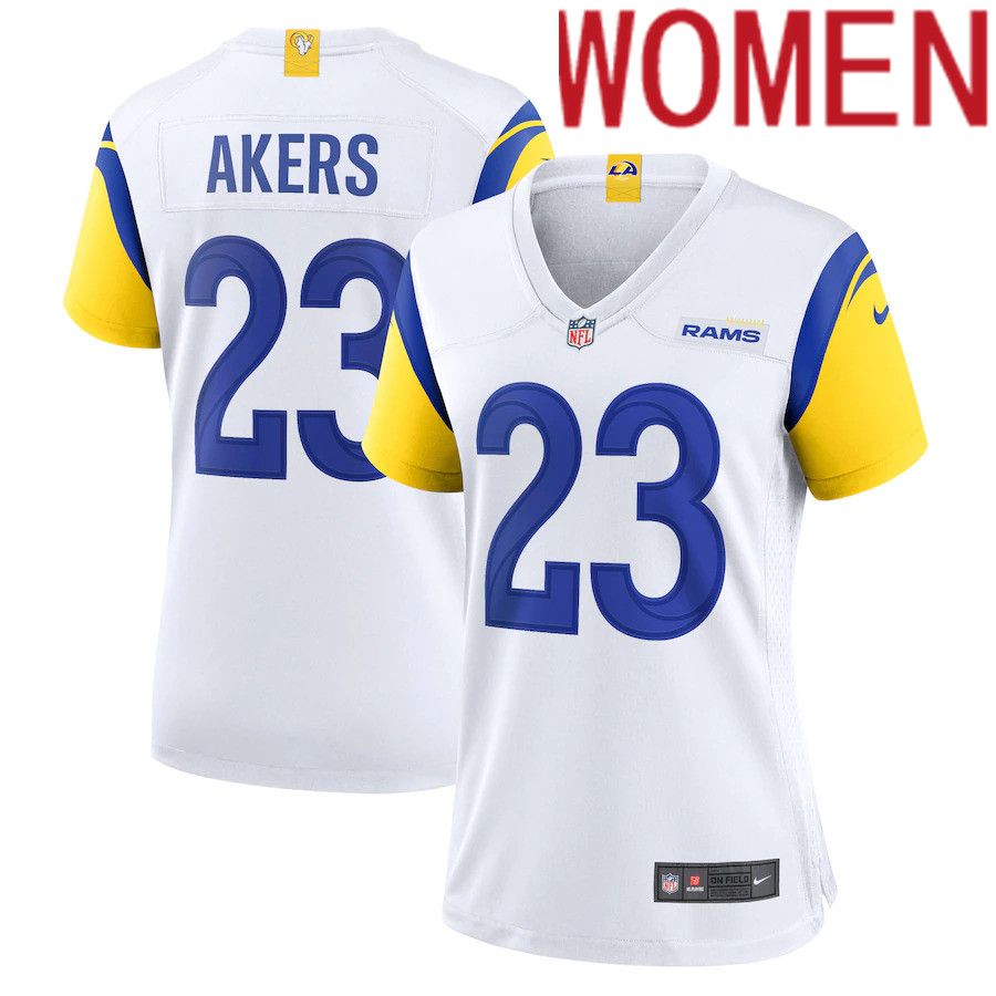 Women Los Angeles Rams #23 Cam Akers Nike White Game NFL Jersey